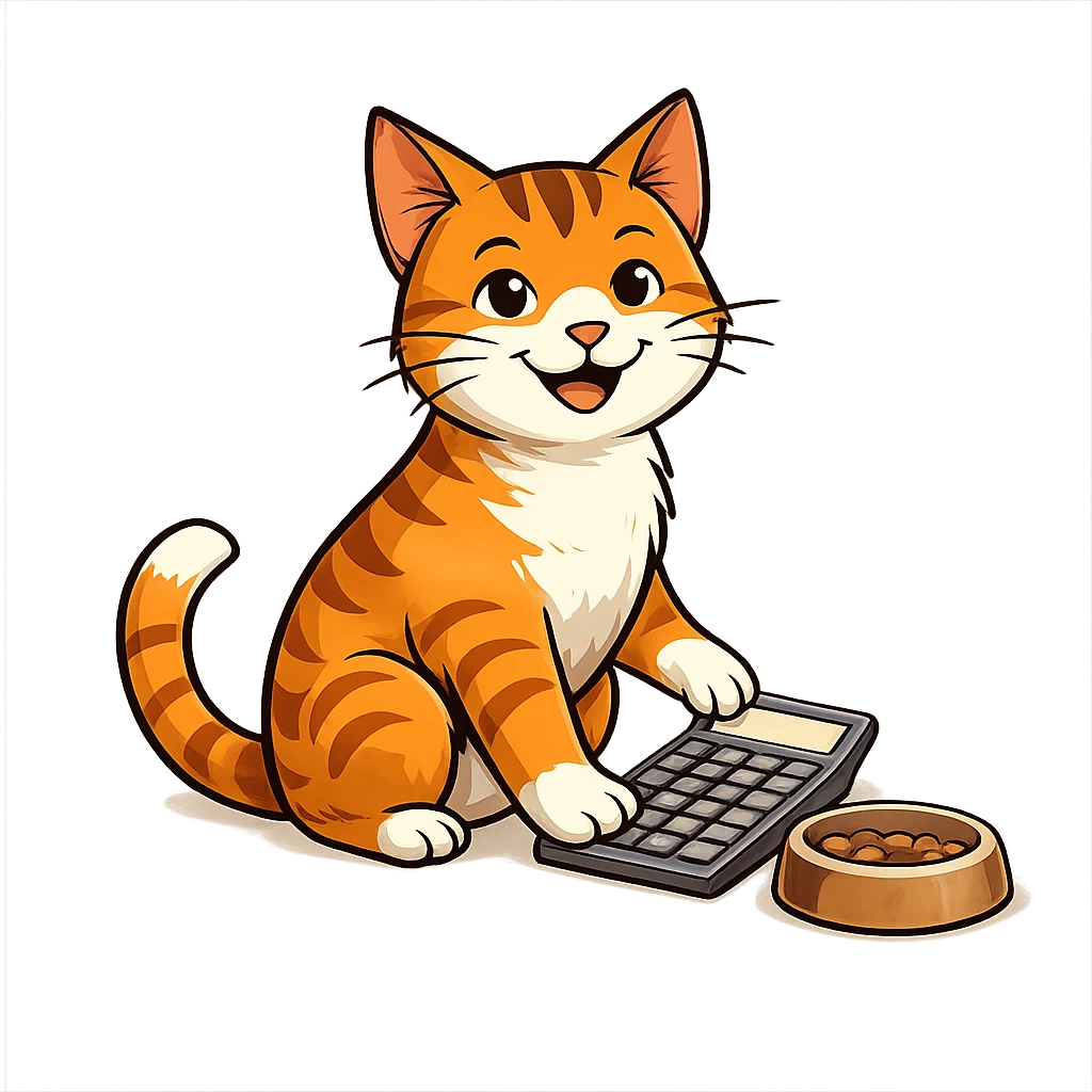 Maskottchen erklärt den Katzenfutter-Rechner